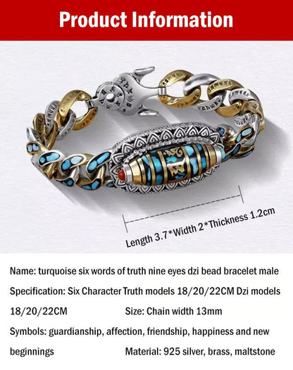 ZenAura – Türkis-Mantra-Dzi-Perlenarmband
