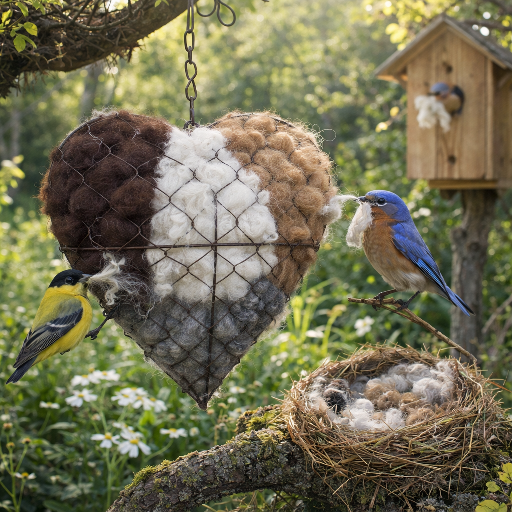 Corazón anidadero de fibra de alpaca hecho a mano