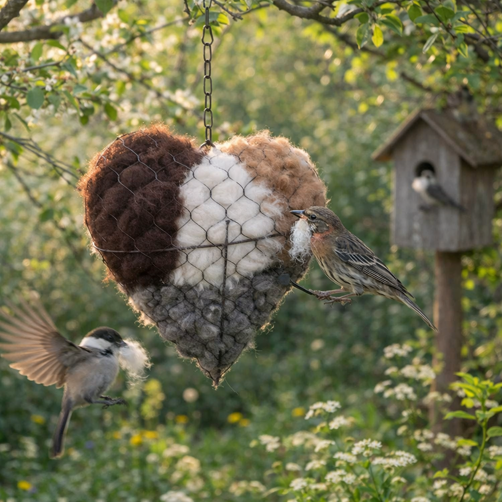Corazón anidadero de fibra de alpaca hecho a mano