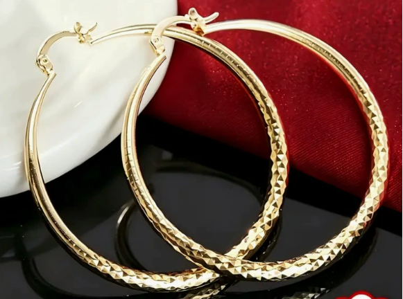 LumiLuxe – Pendientes de aro con corte brillante de diamante