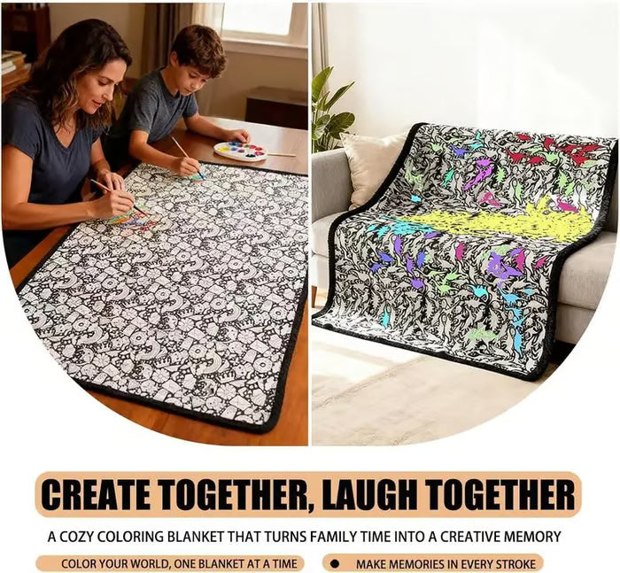 DoodleBlanket – Manta Polar para Colorear DIY de 127x152 cm con 24 Marcadores