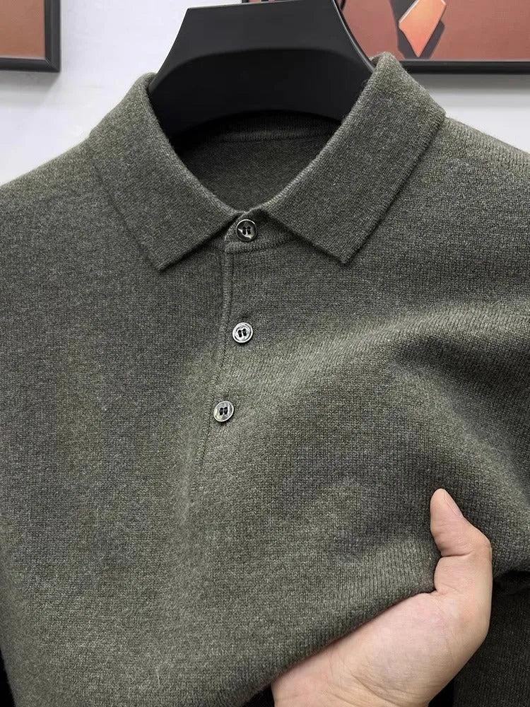 PrestigeKnit – Suéter polo de cachemira para hombre