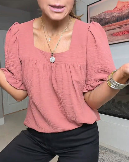 VibeLuxe – Camisa elegante con mangas de volantes