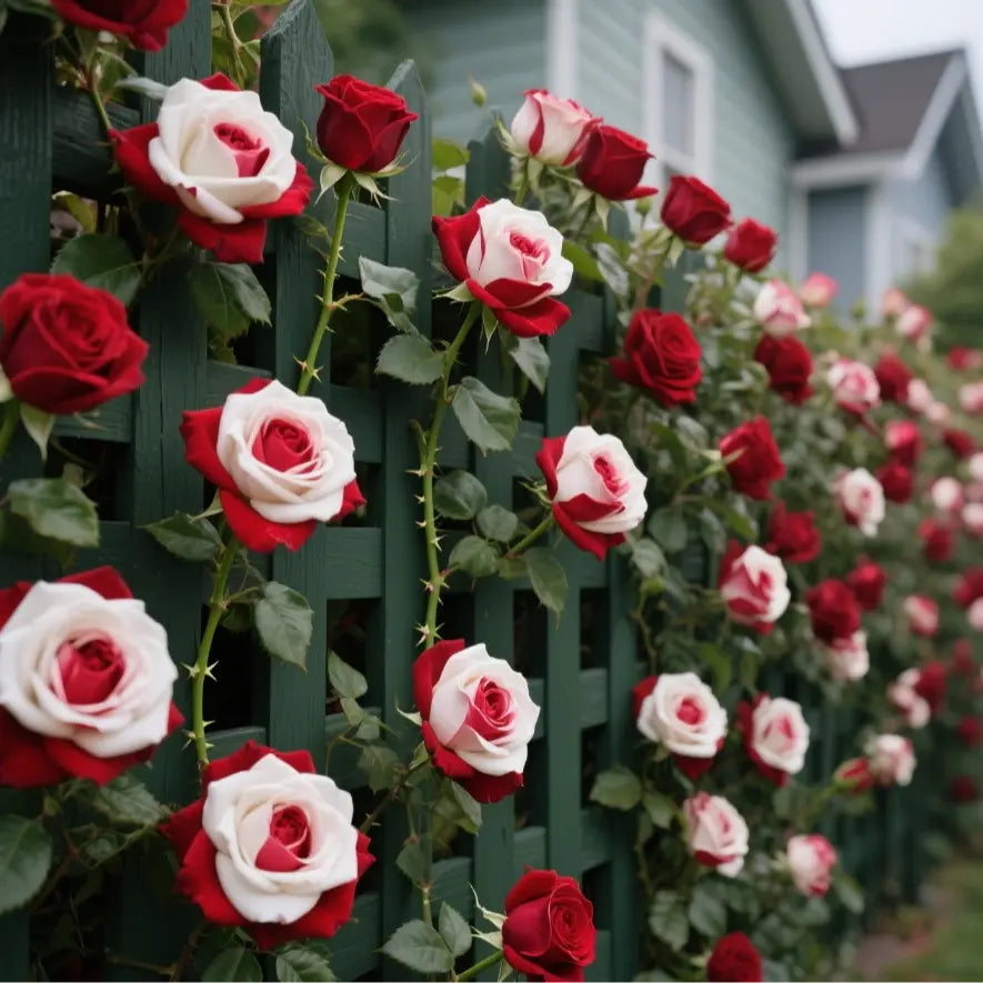 RoseLuxe – Semillas de Rosas Raras Bicolores Rojas y Blancas