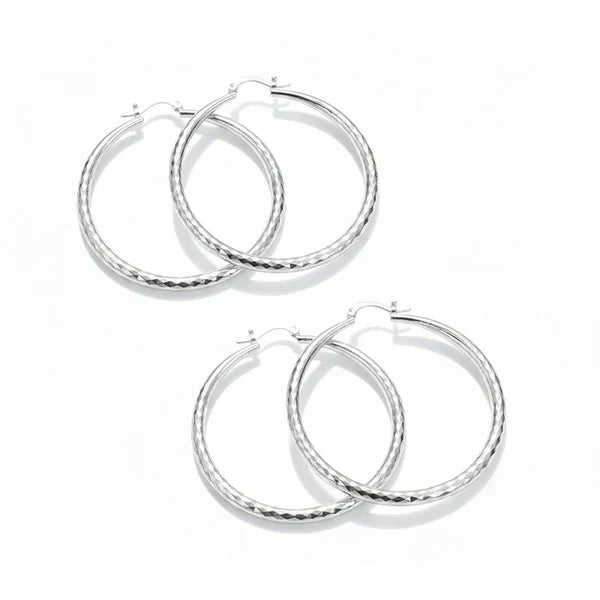LumiLuxe – Pendientes de aro con corte brillante de diamante