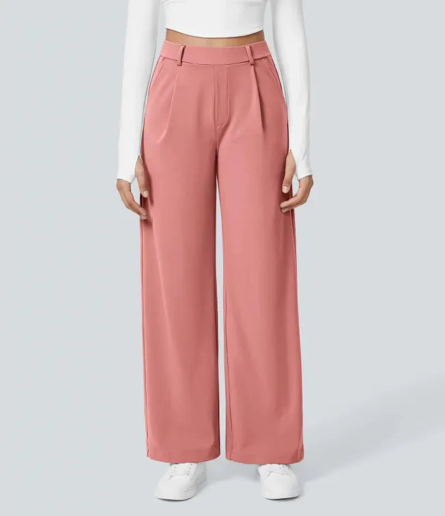 EleganceFit – Pantalones casuales rectos de talle alto