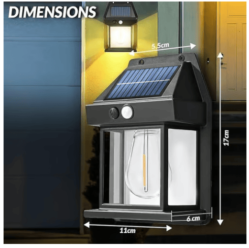 EdisonGlow – Lámpara de pared solar con sensor de movimiento