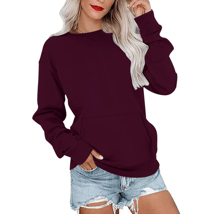 CozyCore – Sudadera sin Capucha Cuello Redondo para Mujer