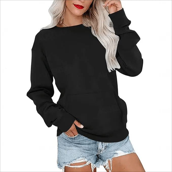 CozyCore – Sudadera sin Capucha Cuello Redondo para Mujer