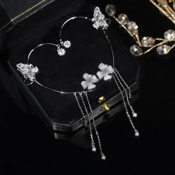 ButterGlow – Pendientes de flecos de mariposa de circonita cúbica