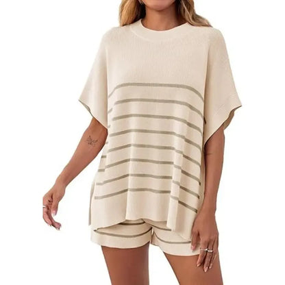 BellaVive – Conjunto de ropa de descanso a rayas chic
