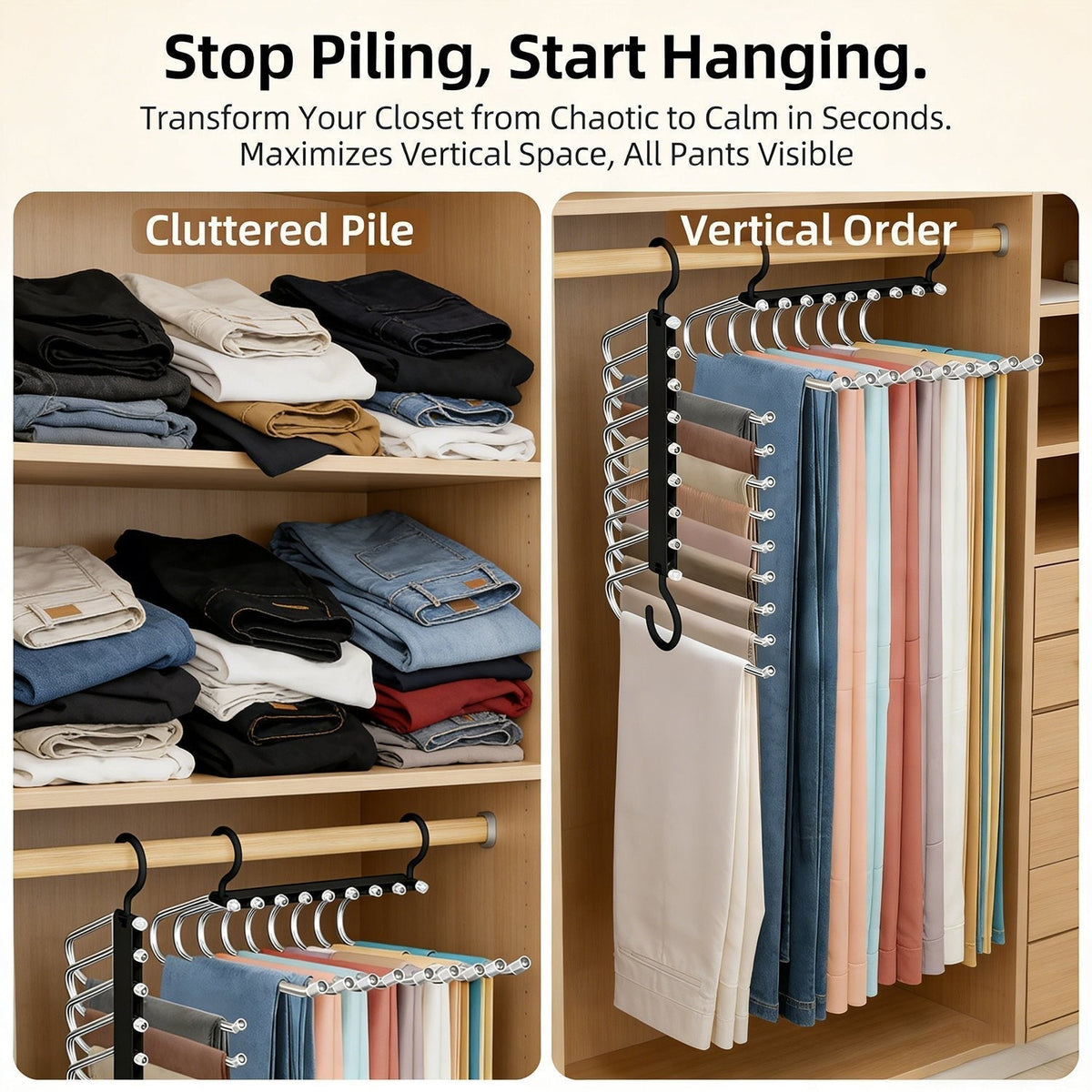 ClosetMax – Organizador de pantalones colgante de 9 niveles