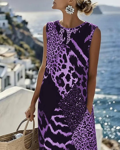 Vestido midi holgado con estampado de leopardo SavannaChic