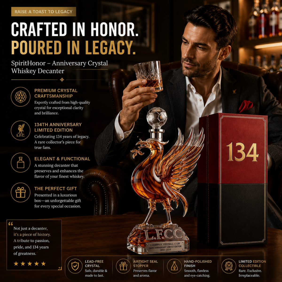SpiritHonor – Decantador de whisky de cristal para aniversario