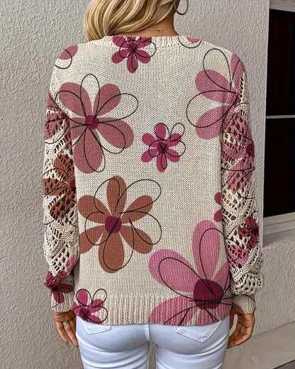 LaceWeave | Suéter de punto calado con cuello en V
