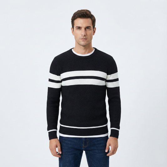 Zander Field Stripe Cotton Crewneck | ALEVITA