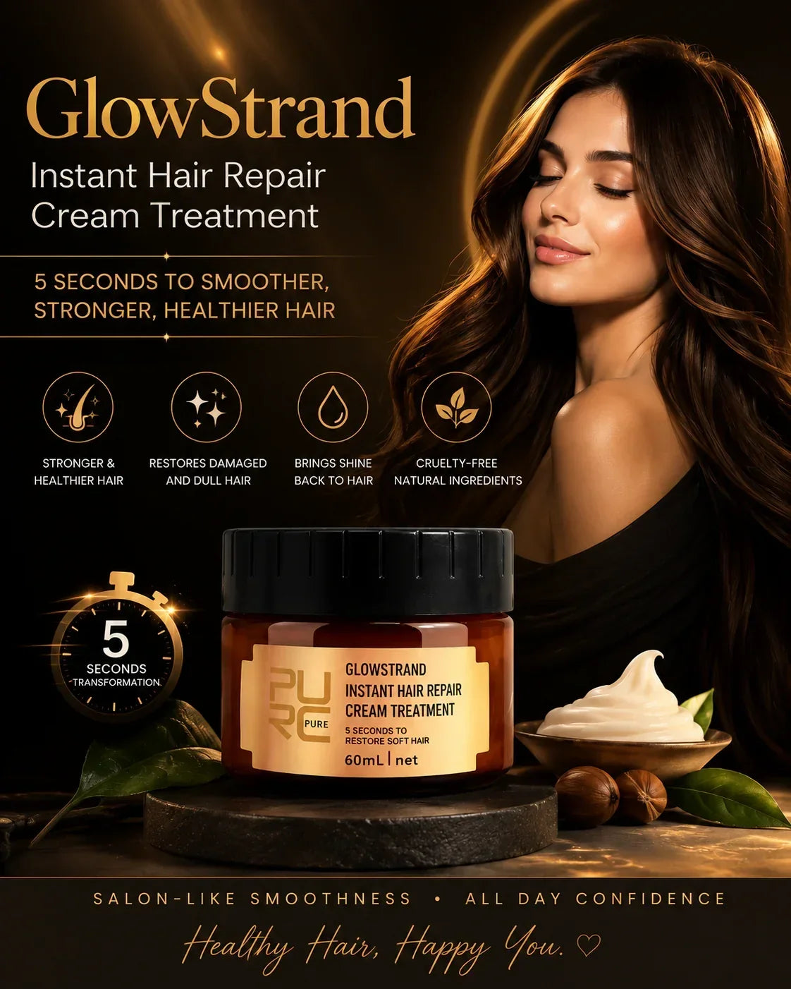 GlowStrand – Tratamiento en Crema Reparador Capilar Instantáneo