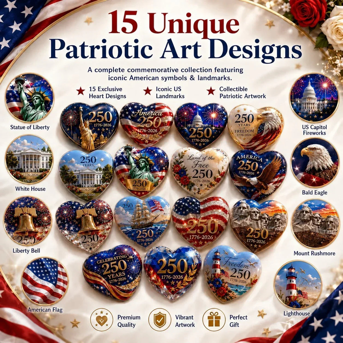 PatriotHearts – Colección de Adornos en Forma de Corazón por el 250 Aniversario de América