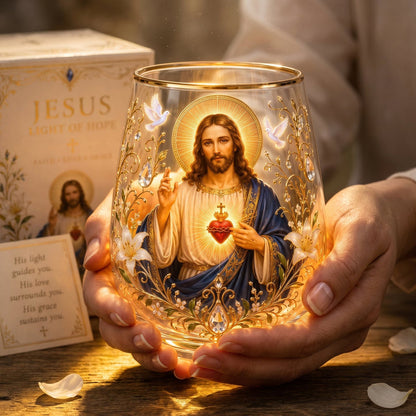 DivineSip – Vaso de cristal Sagrado Corazón de Jesús