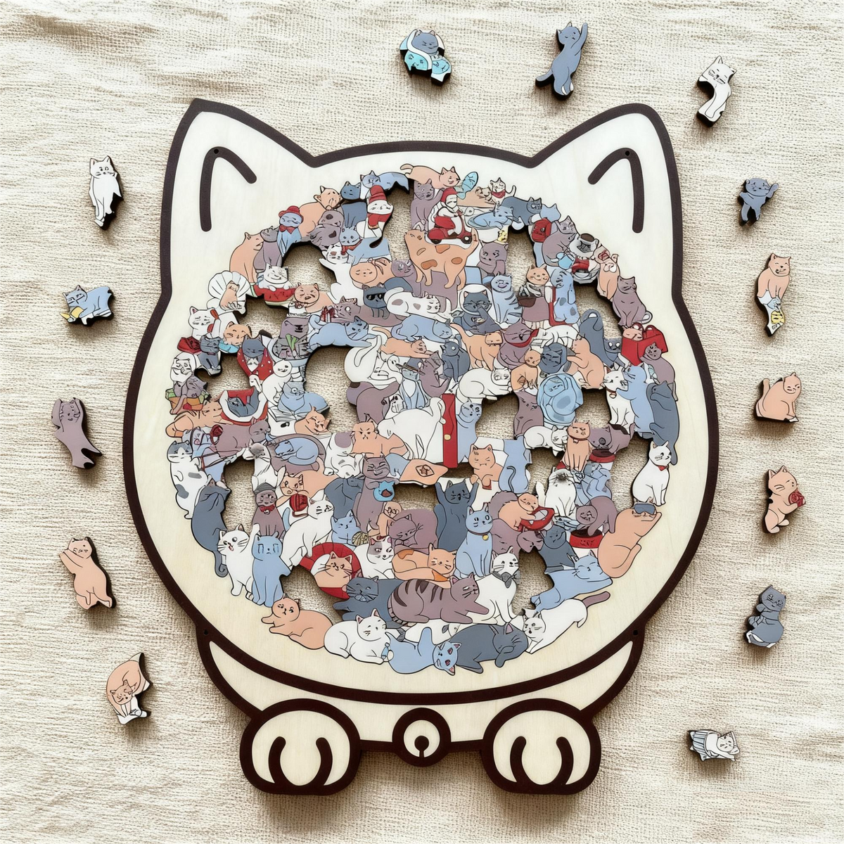 WhiskerCraft – 135-teiliges Katzen-Holzpuzzle