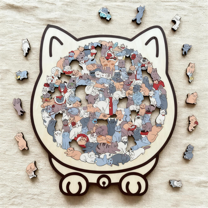 WhiskerCraft – 135-teiliges Katzen-Holzpuzzle