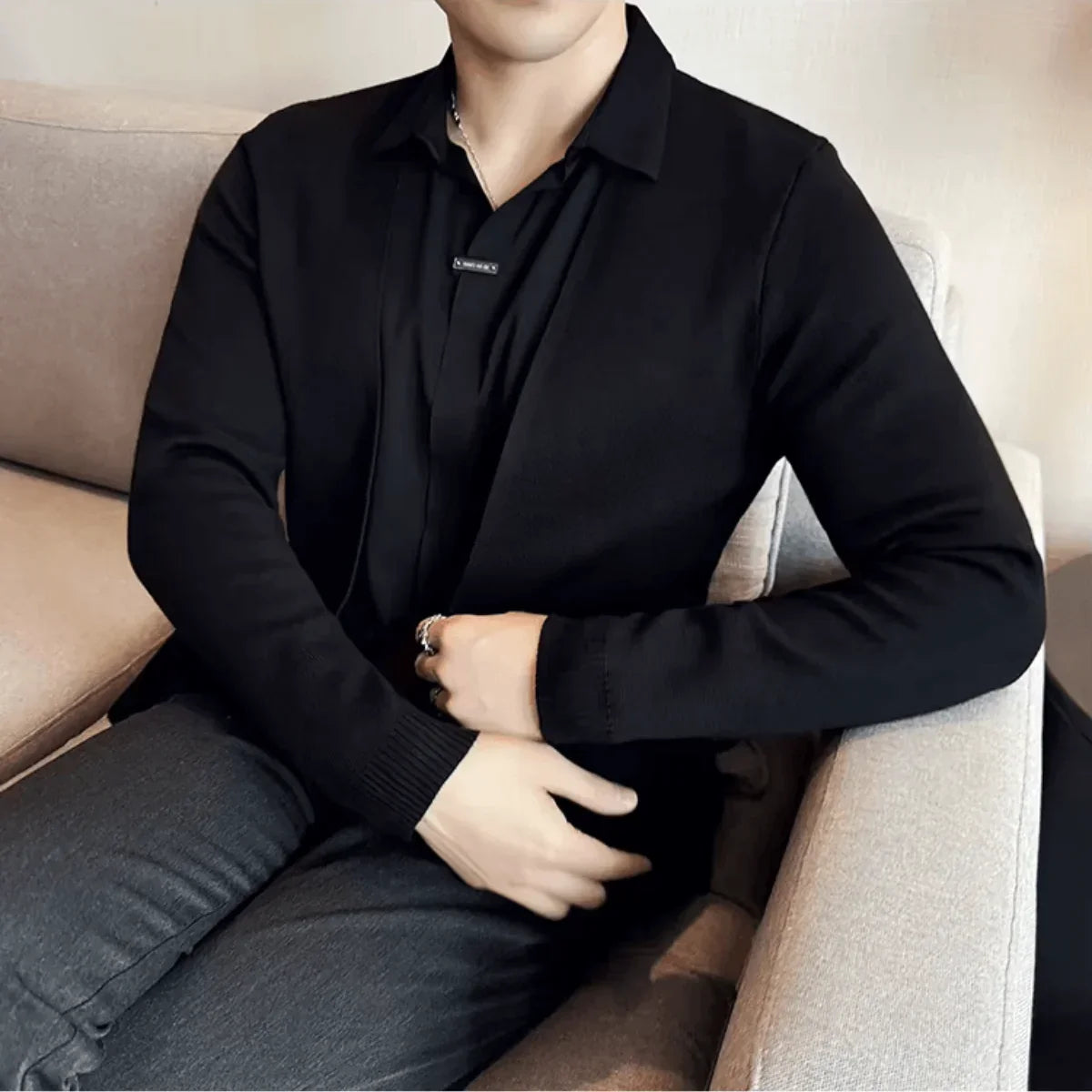 Layer™ – Camisa 2 en 1 con efecto cárdigan