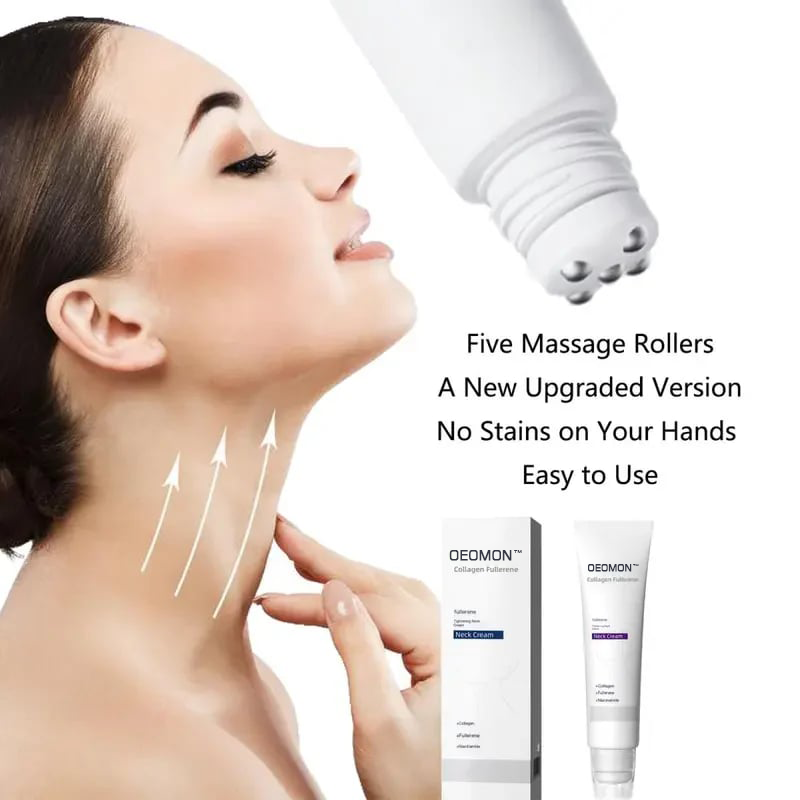 Reduce arrugas y papada, cinco rodillos para masaje completo, crema reafirmante de cuello