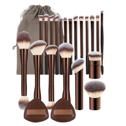 GlamPro – Colección de 20 Brochas de Maquillaje Premium Coffee
