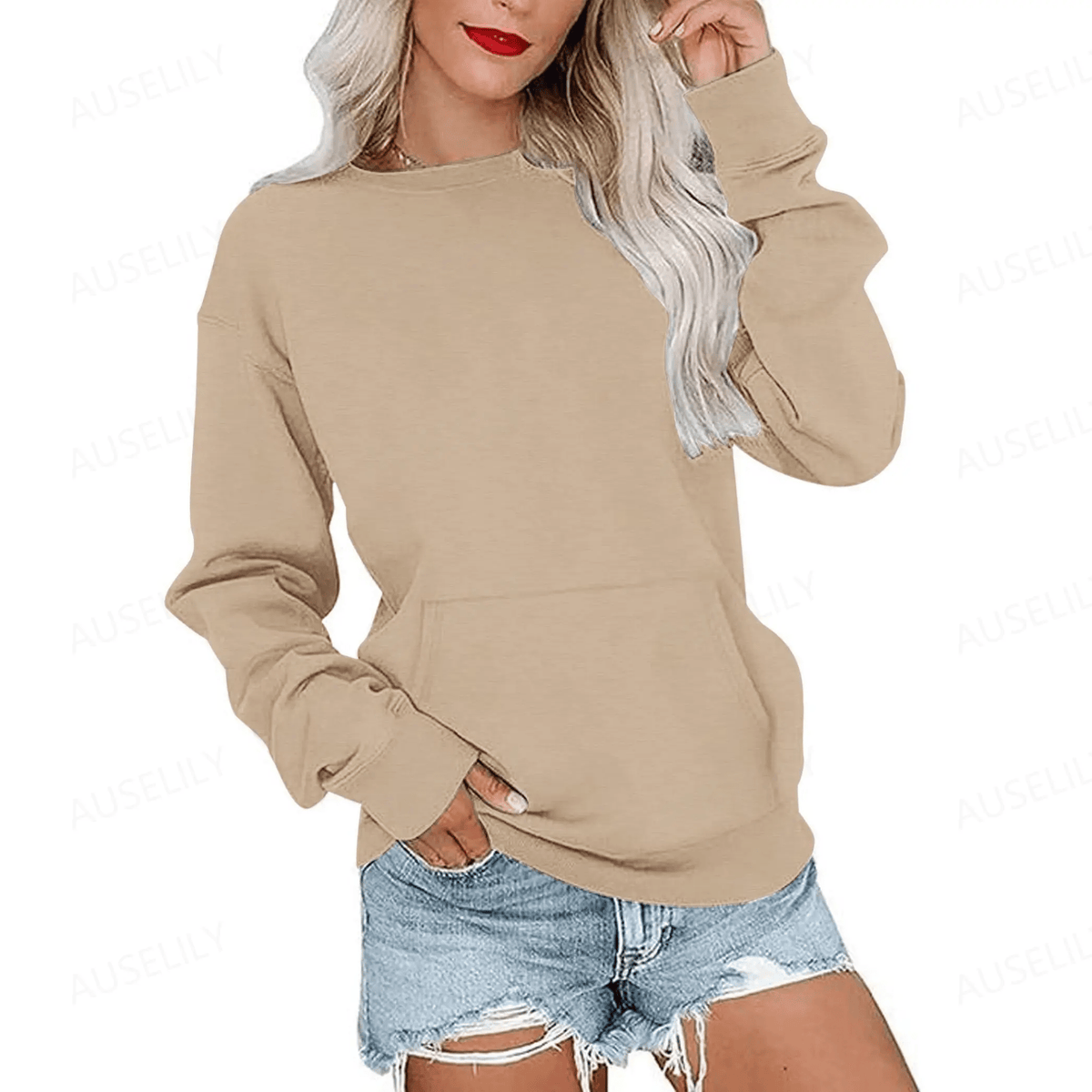 CozyCore – Sudadera sin Capucha Cuello Redondo para Mujer