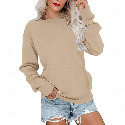 CozyCore – Sudadera sin Capucha Cuello Redondo para Mujer