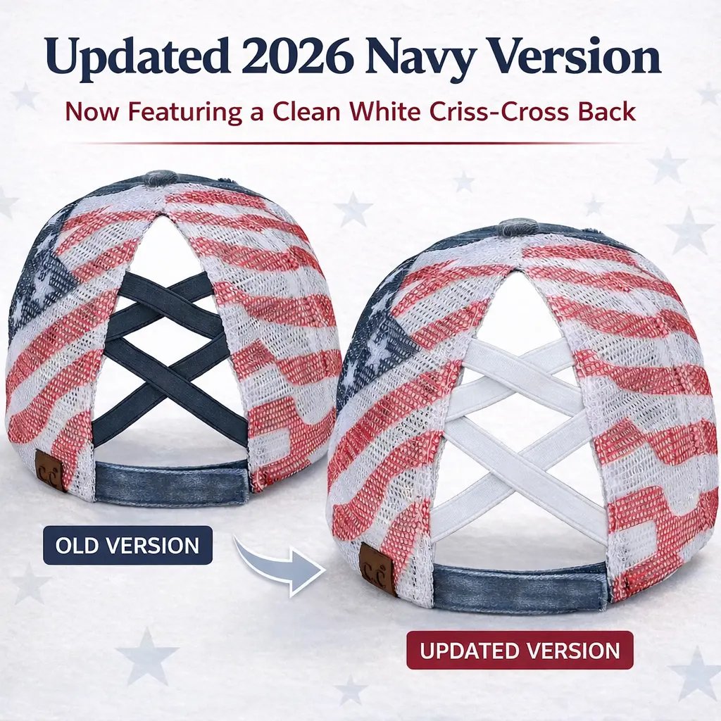 VistaCap – Mehrstufige Criss-Cross-Trucker-Cap mit amerikanischer Flagge