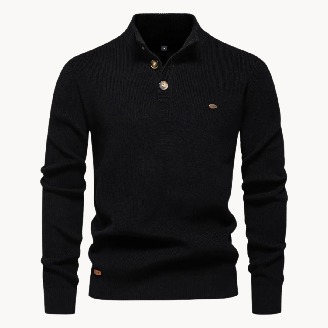 Ashton Button Mockneck Sweater | ALEVITA