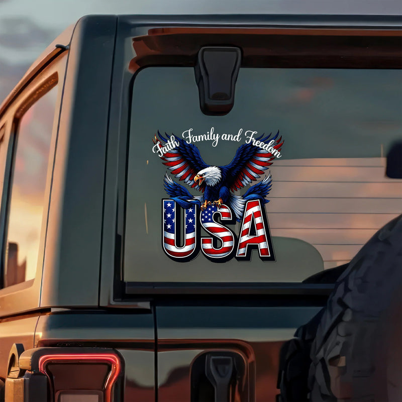 LibertyMark – 250 Años de Fe, Familia y Libertad de América Calcomanía para Automóvil