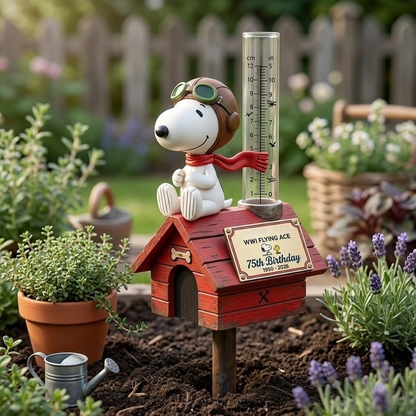 Snoopy Estaca de Jardín con Medidor de Lluvia por su 75 Cumpleaños💋