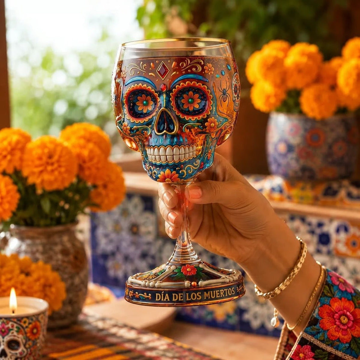 SkullElegance – Copa de cristal decorativa premium