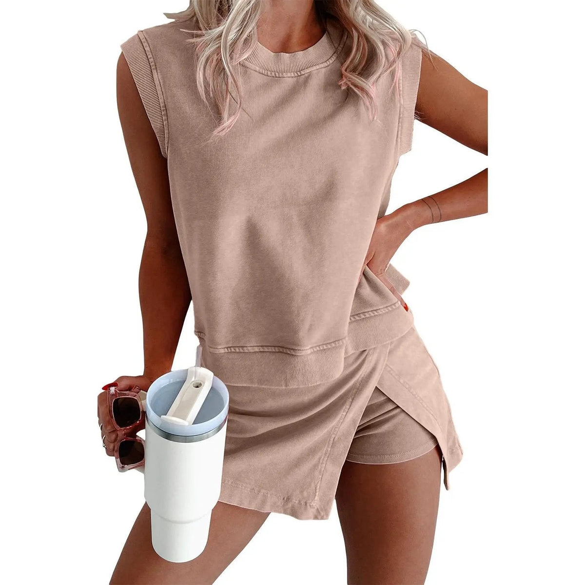 ChicEase – Conjunto de Dos Piezas de Falda Pantalón de Verano para Mujer