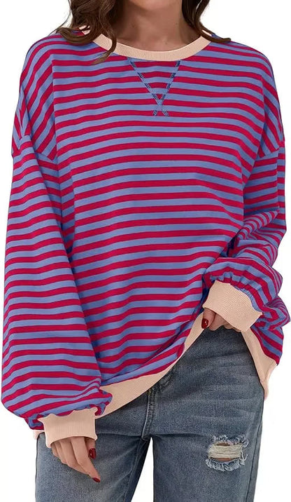 StripeAura – Sudadera de rayas color block para mujer