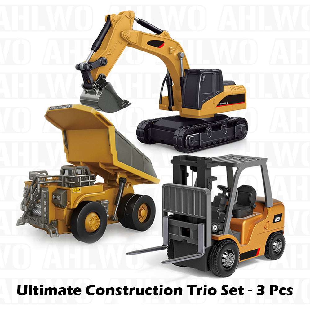 TitanSite – Interaktives Set aus RC-Bagger, Muldenkipper & Gabelstapler