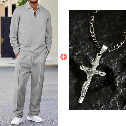 UrbanEase – Conjunto de descanso para hombre en tejido tipo gofre transpirable