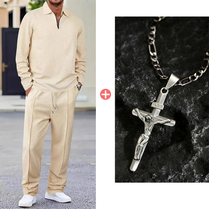 UrbanEase – Conjunto de descanso para hombre en tejido tipo gofre transpirable