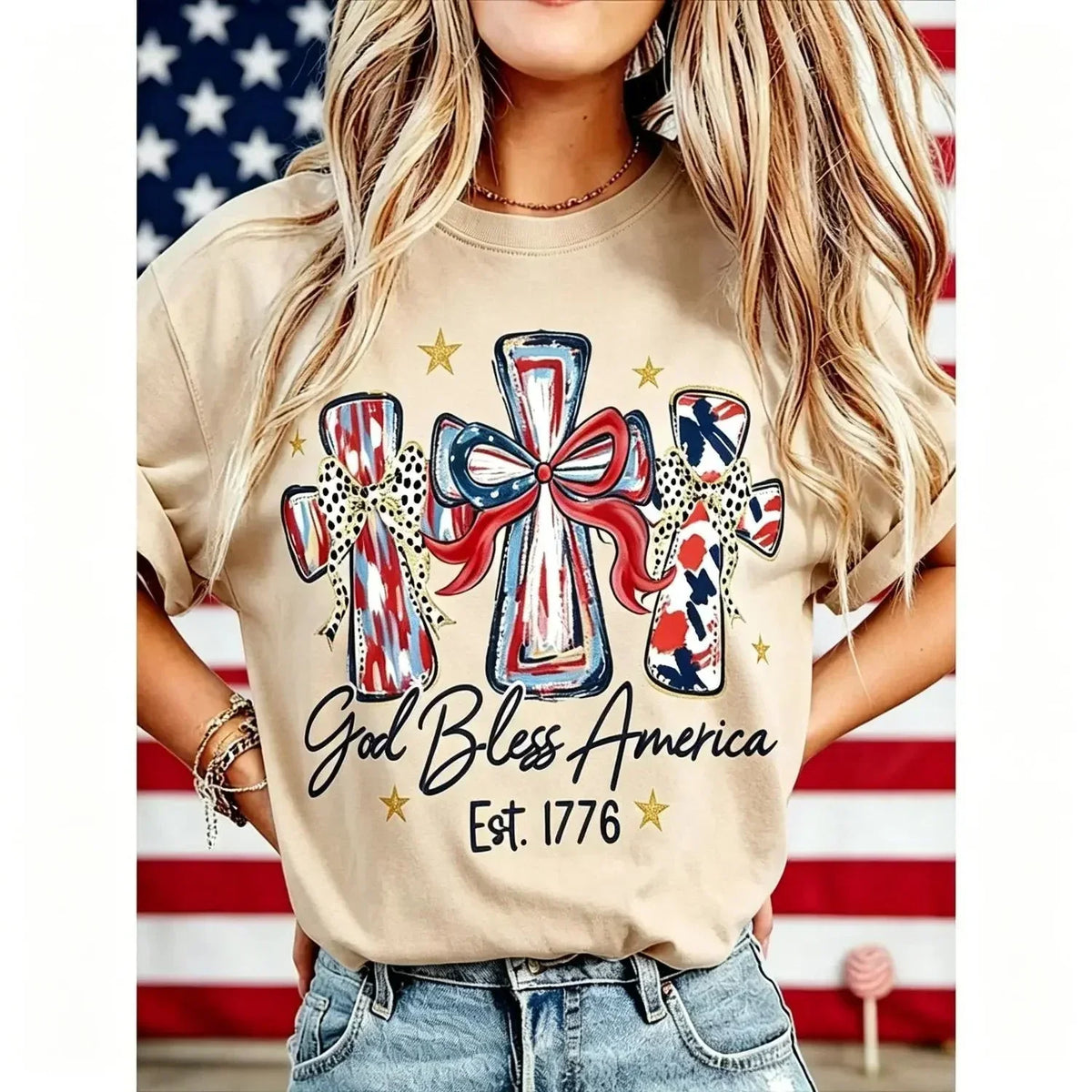 GodBless – Camiseta vintage de mujer del 250.º aniversario