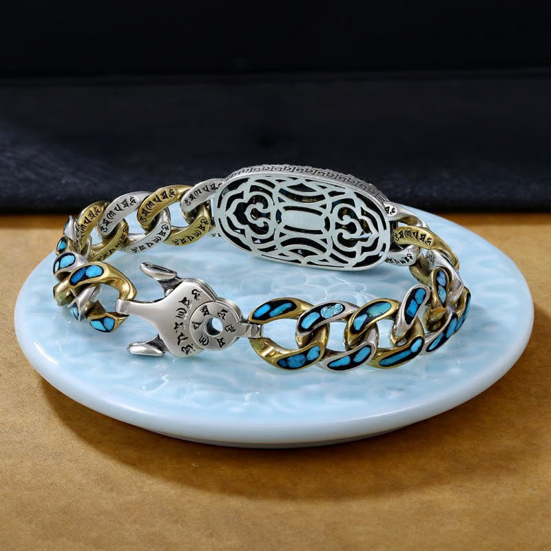 ZenAura – Türkis-Mantra-Dzi-Perlenarmband