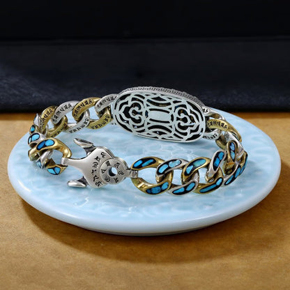 ZenAura – Türkis-Mantra-Dzi-Perlenarmband