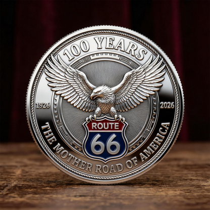 🏆Venta Relámpago 60% DE DESCUENTO -🛣️ Ruta 66 – Moneda Conmemorativa de 100 Años de Libertad