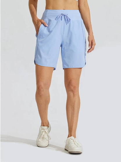 AthletiQ – Pantalones cortos de running de tiro alto para mujer