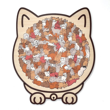 WhiskerCraft – 135-teiliges Katzen-Holzpuzzle
