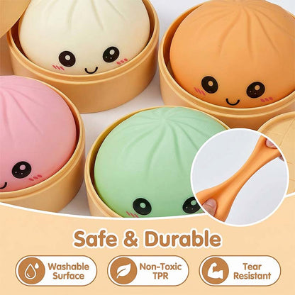 SquishJoy – Juguete Blando Súper Raro de Arcoíris con Forma de Dumpling Sonriente