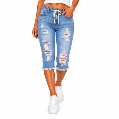 DenimBloom – Jeans vaqueros cortos de tiro alto