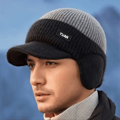 FrostGuard – Winter-Strickmütze mit Ohrenklappen für Herren