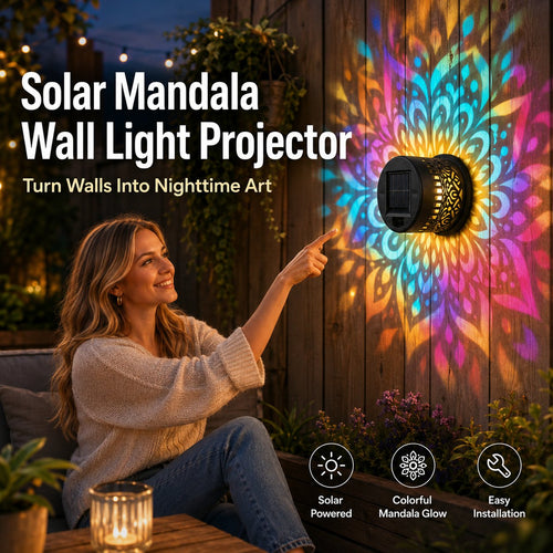 MandalaGlow - Lámpara de Proyección Solar de Mandala para Valla Exterior